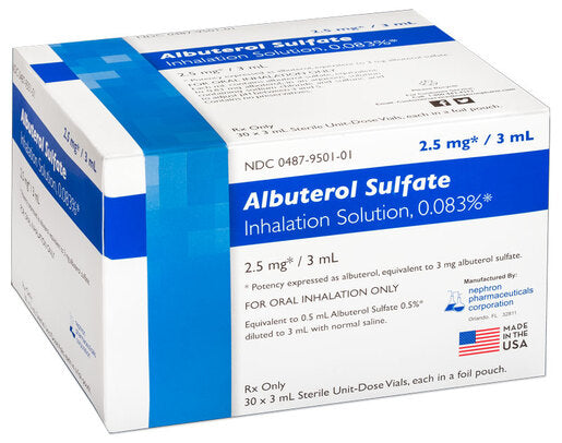 Albuterol Sulfate 2.5 mg: Albuterol 2.5mg/3mL Prefilled Vials 25 ct
