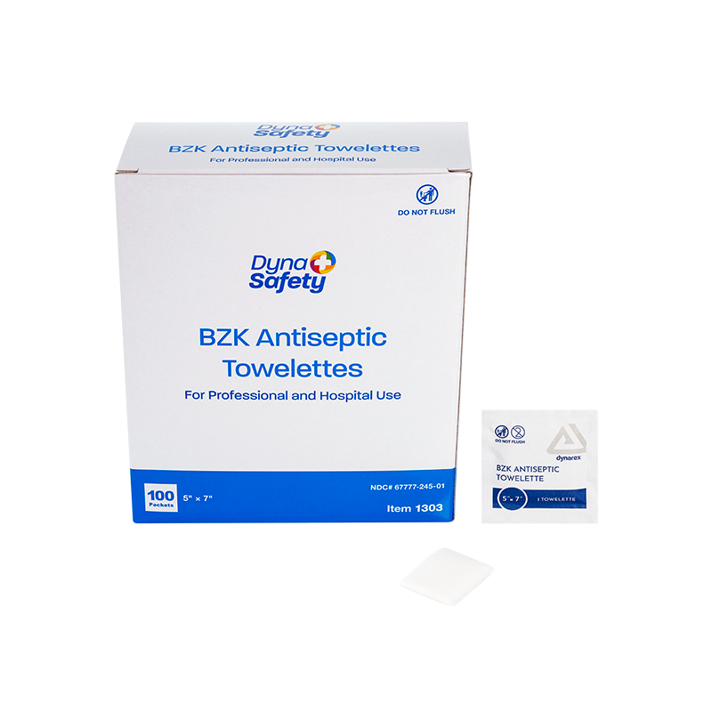BZK Antiseptic Towelettes, 5" x 7", 10/100/cs