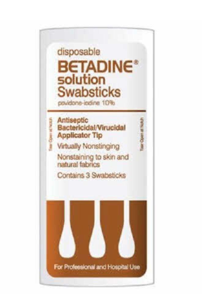 Betadine Swabsticks, 10% Povidone (case of 150)
