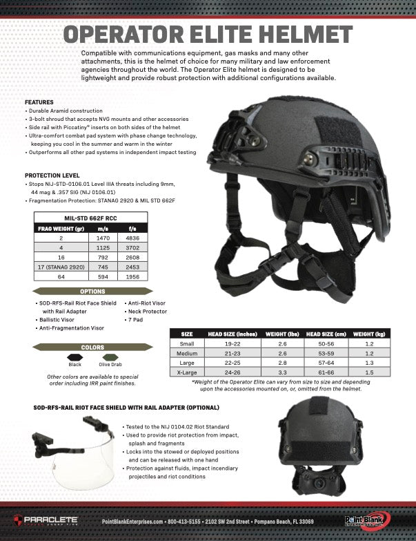 Helmet - Point Blank Operator Elite Helmet