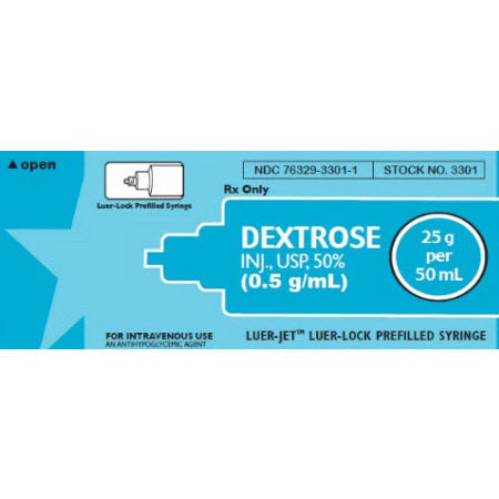 Dextrose 50%: D50 25g/50mL Prefilled Syringe Luer