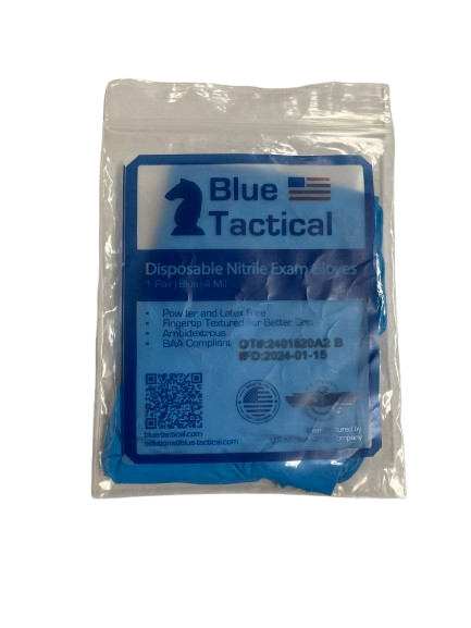 Blue Tactical BAA Compliant, 4 MIL Gloves, Blue, Pair (Pack of 25)