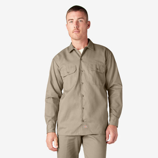 Dickies Long Sleeve Work Shirt, Khaki