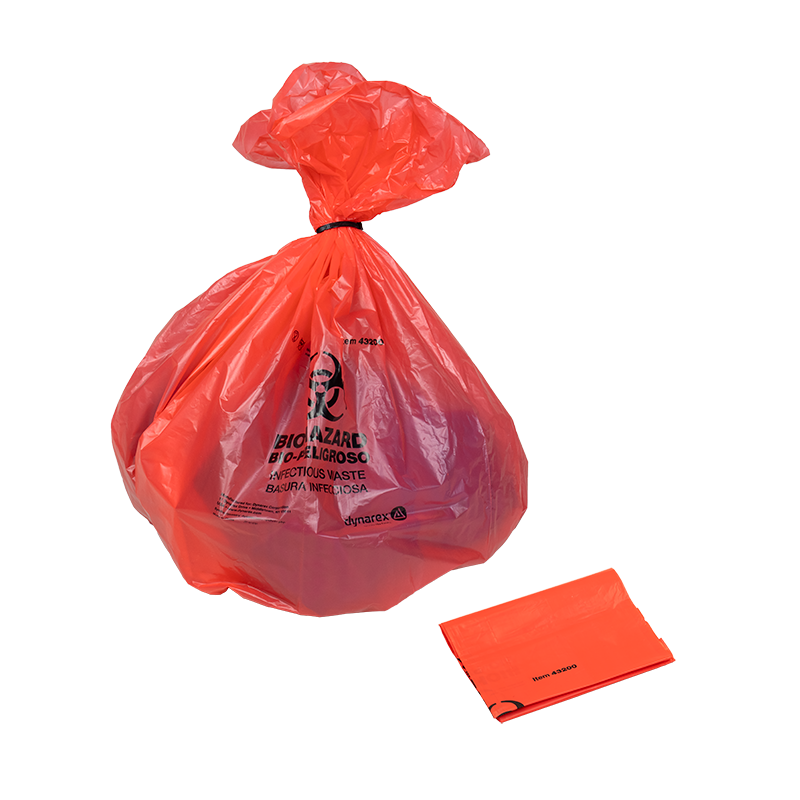 Biohazard Bags with Ties, 24" x 25.6", 12 Gallon, 5/100/cs