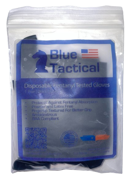 Blue Tactical BAA Compliant, Fentanyl Tested Gloves, Black, Pair