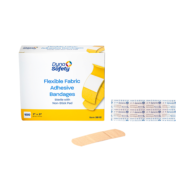 Flexible Fabric Adhesive Bandages - Sterile, 1" x 3", 24/100cs