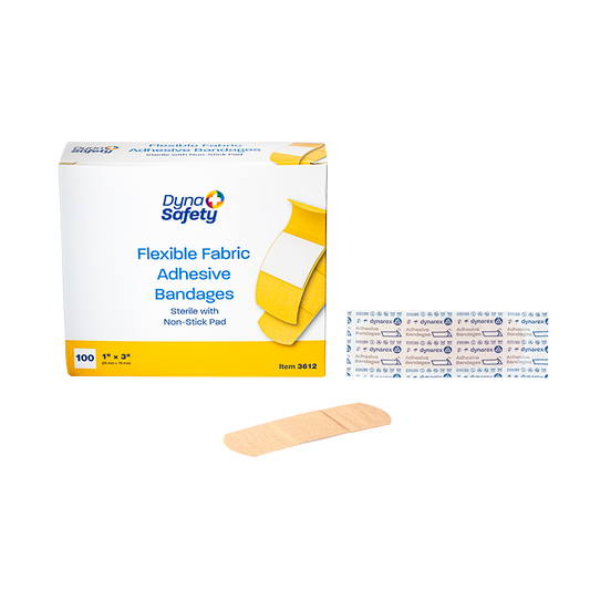 Flexible Fabric Adhesive Bandages - Sterile, 1" x 3", 24/100cs