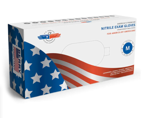 Made in the USA Disposable Nitrile Exam Gloves, 4 mil (Box of 100)