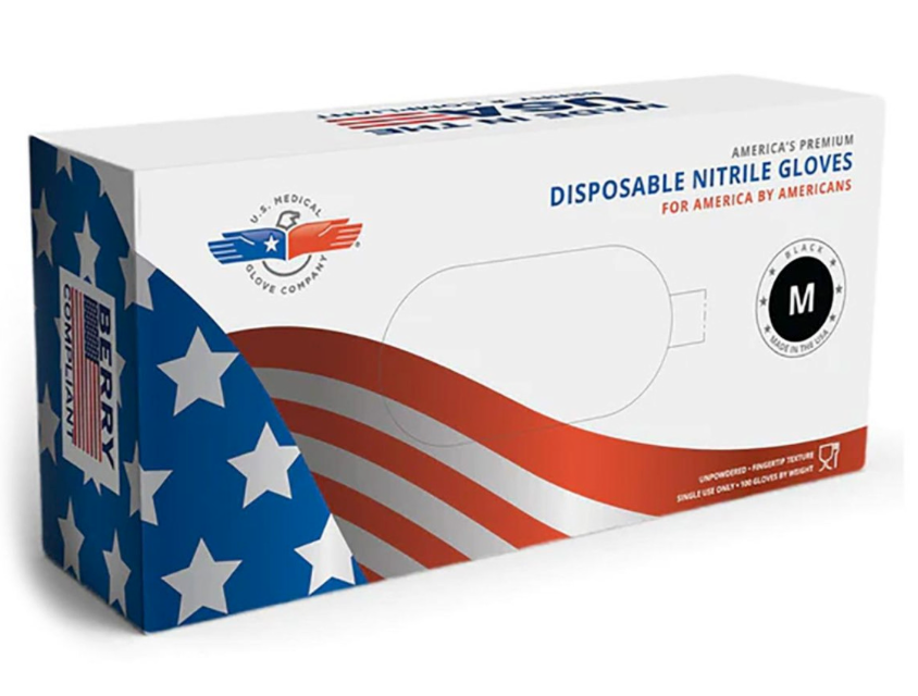 Made in the USA, 6 mil Disposable Nitrile Exam Gloves Black (Box of 100)