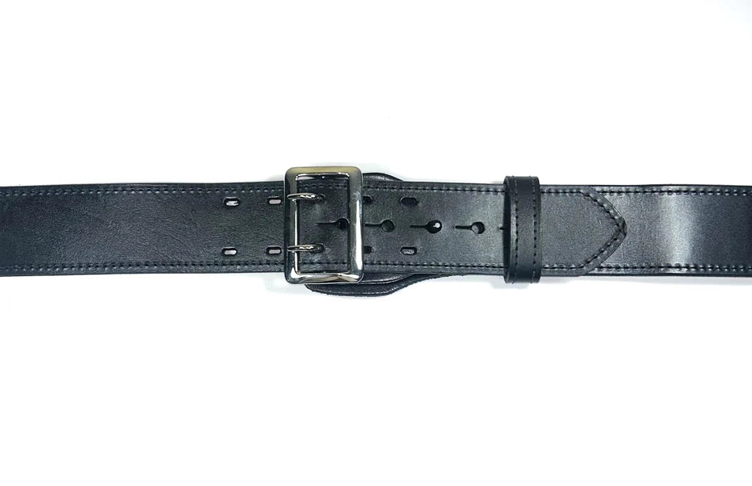 G&G #B59FL - Lined Duty Belt, Black Weave Leather, Nickel (Guilford PD)