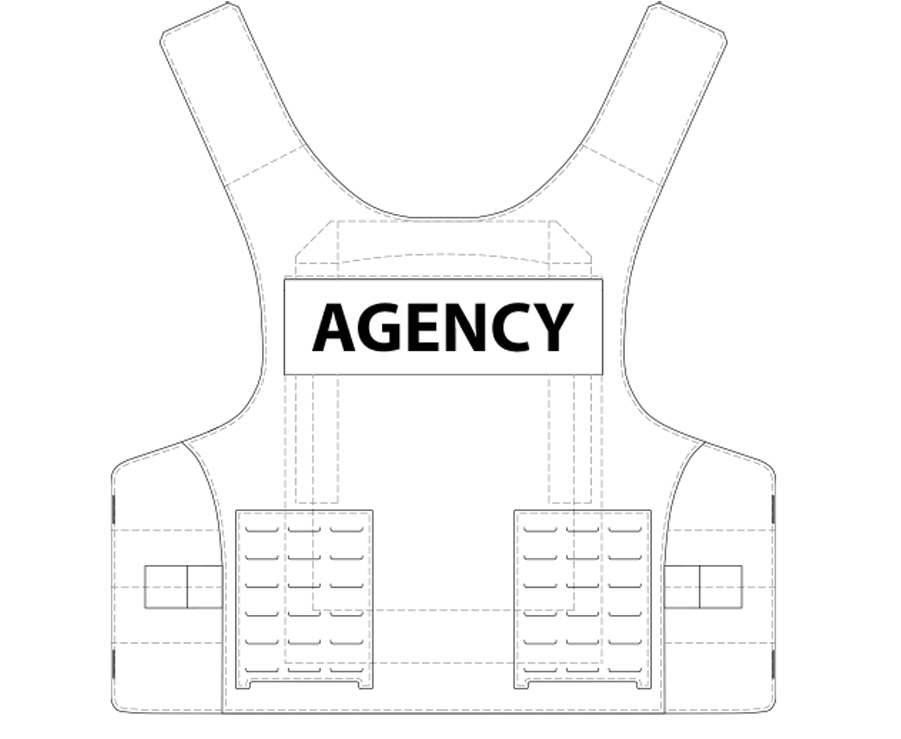 GAURDIAN (LASER) Outer Carrier ONLY: Zipper Front Pocket, TANK TRACK Laser Cut, Black (Bristol CT PD)