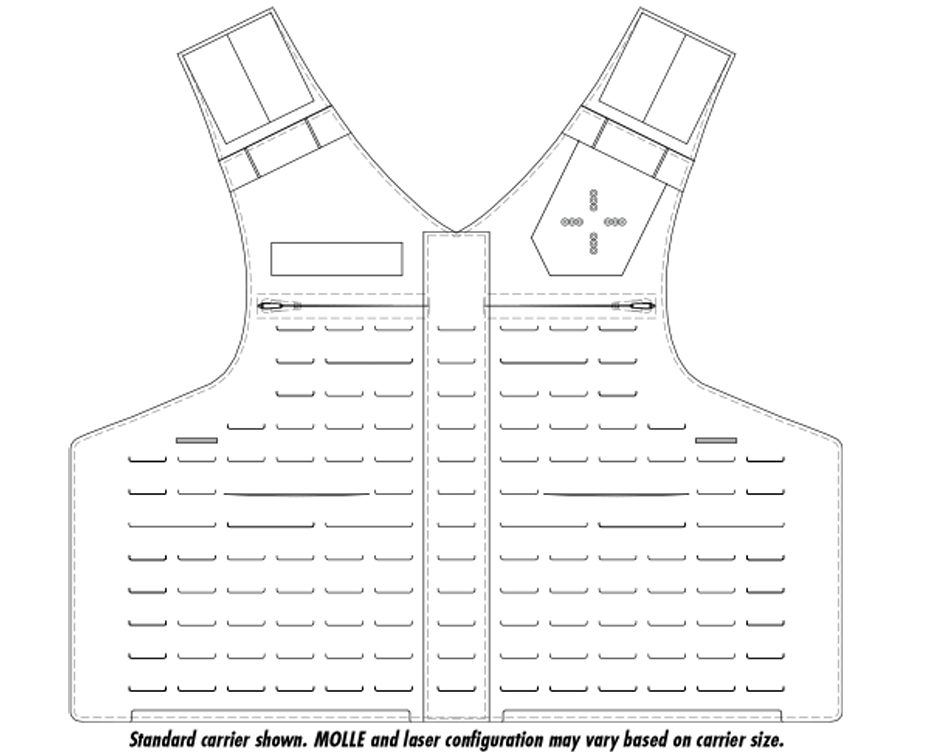 GAURDIAN (LASER) Outer Carrier ONLY: Zipper Front Pocket, TANK TRACK Laser Cut, Black (Bristol CT PD)