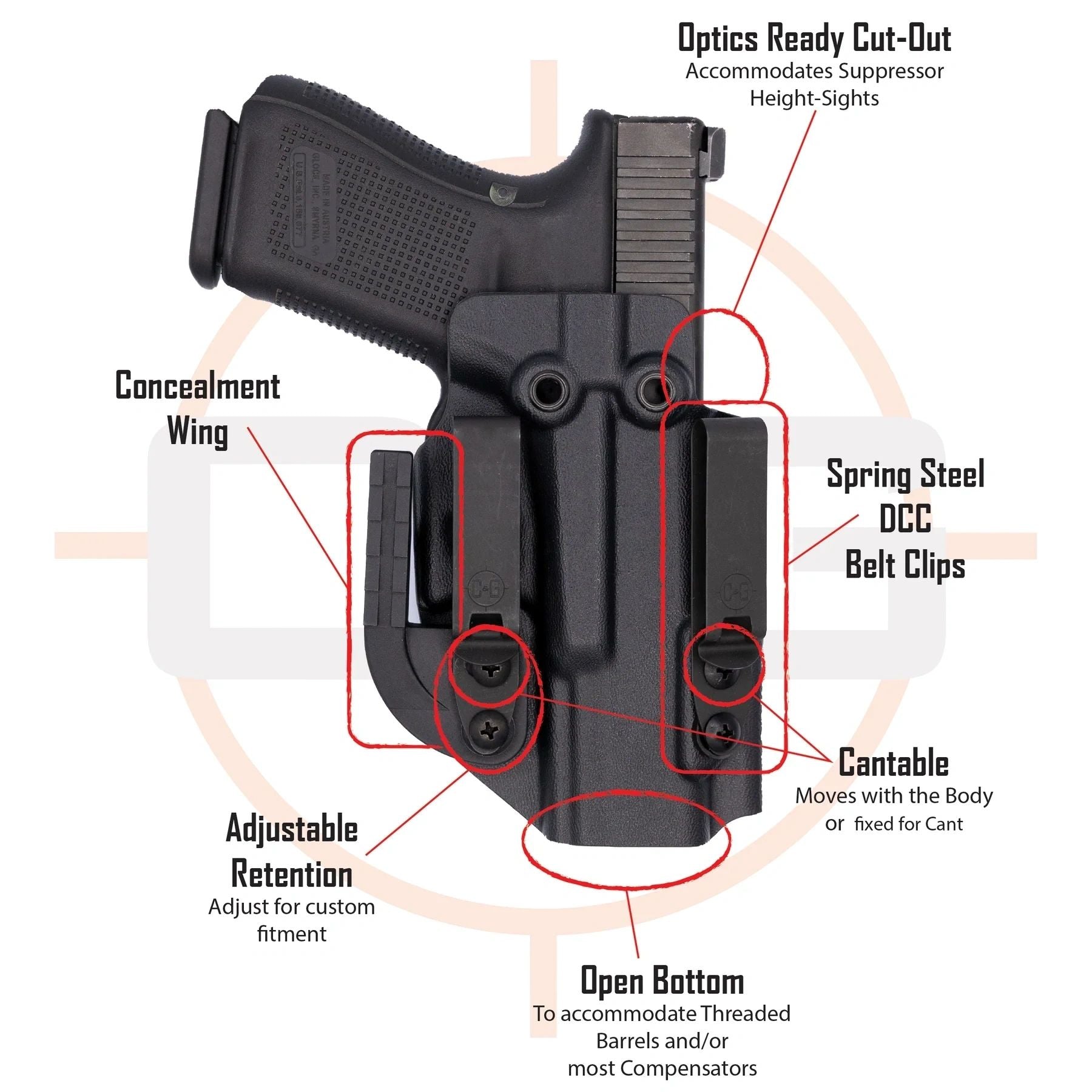 GLOCK 48/MOS IWB COVERT KYDEX HOLSTER